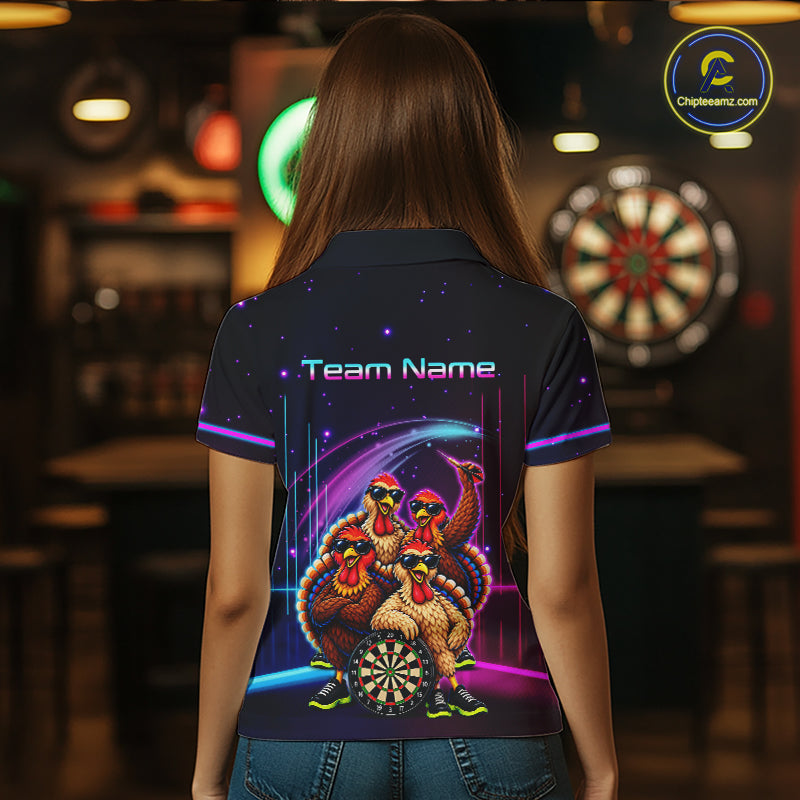 Custom Funny Team of Four Turkeys Dart Shirt for Women Dart Jersey DHT72