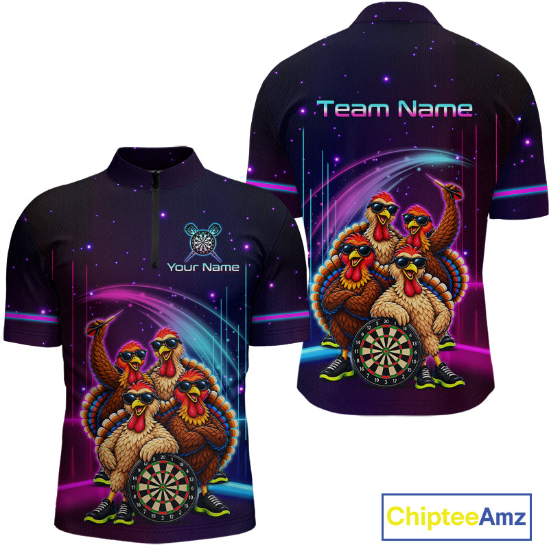 Custom Funny Team of Four Turkeys Dart Shirt for Men Dart Jersey DHT72