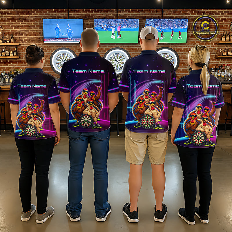 Custom Funny Team of Four Turkeys Dart Shirt for Men Dart Jersey DHT72