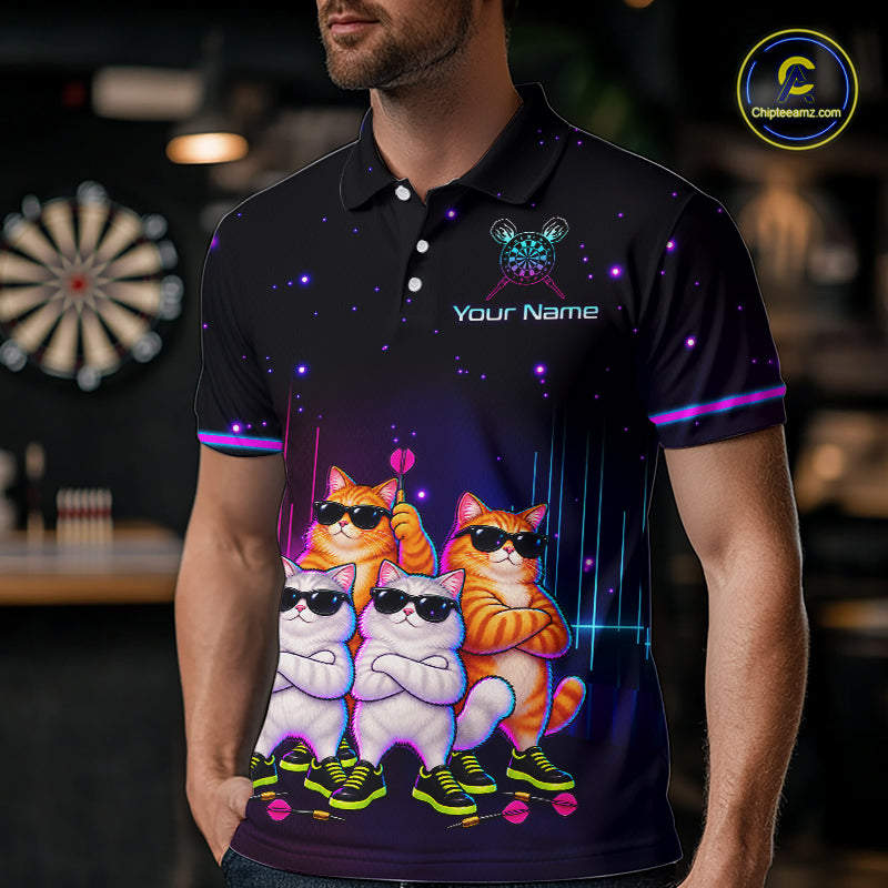 Custom Funny Team of Four Cats Dart Shirt for Men Dart League Jersey DHT73