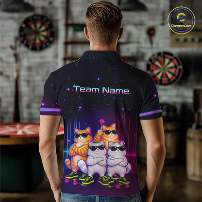 Custom Funny Team of Four Cats Dart Shirt for Men Dart League Jersey DHT73