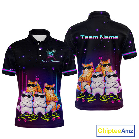 Custom Funny Team of Four Cats Dart Shirt for Men Dart League Jersey DHT73