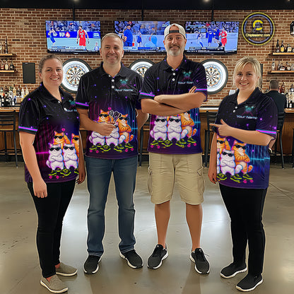 Custom Funny Team of Four Cats Dart Shirt for Women Dart League Jersey DHT73