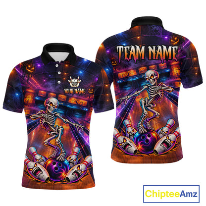 Custom Funny Skeleton Bowling Shirt for Men Bowling Jersey Polo & Quarter-Zip QZT1352