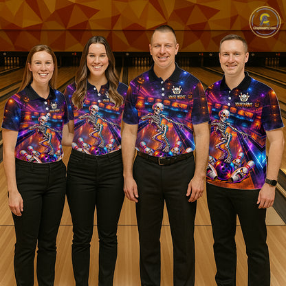 Custom Funny Skeleton Bowling Shirt for Women Bowling Jersey Polo & Quarter-Zip QZT1352
