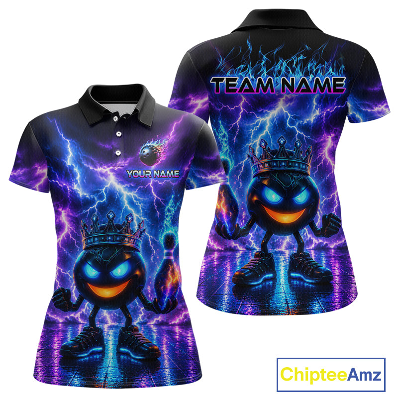 Polo shirt with a colorful design featuring a character with glowing eyes and lightning effects, with 'Team Name' and 'Your Name' text space.