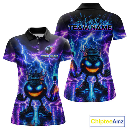 Polo shirt with a colorful design featuring a character with glowing eyes and lightning effects, with 'Team Name' and 'Your Name' text space.
