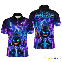 Load image into Gallery viewer, Polo shirt with a colorful design featuring a character with a crown and lightning effects, on a white background.
