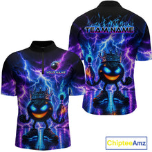Load image into Gallery viewer, Black shirt with colorful design of a character with a crown and glowing eyes, featuring 'Team Name' and 'Your Name' text on a white background.