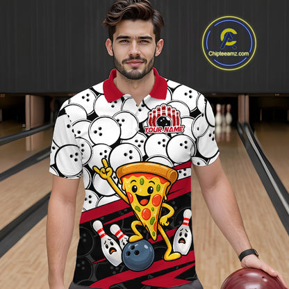 Custom Funny Pizza Bowling Shirt for Men Fast Food Bowling Jersey QZT1354