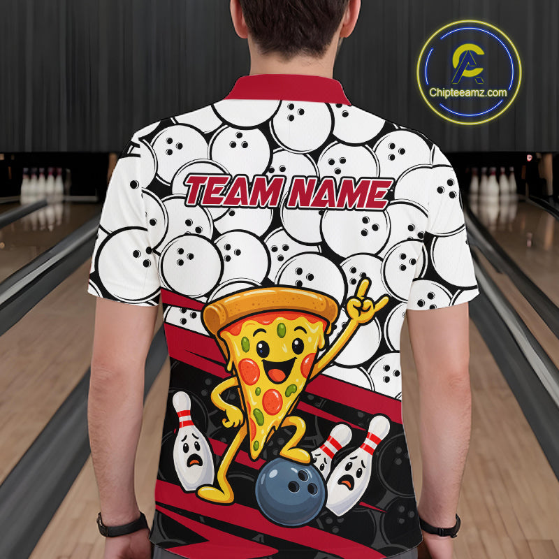 Custom Funny Pizza Bowling Shirt for Men Fast Food Bowling Jersey QZT1354