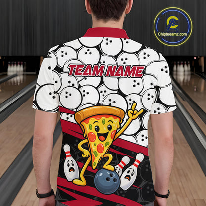 Custom Funny Pizza Bowling Shirt for Men Fast Food Bowling Jersey QZT1354