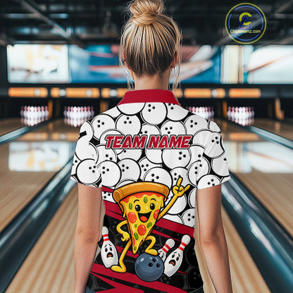 Custom Funny Pizza Bowling Shirt for Women Fast Food Bowling Jersey QZT1354