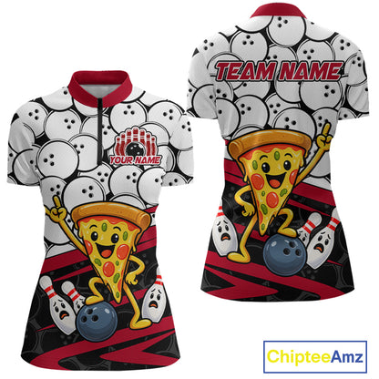 Custom Funny Pizza Bowling Shirt for Women Fast Food Bowling Jersey QZT1354