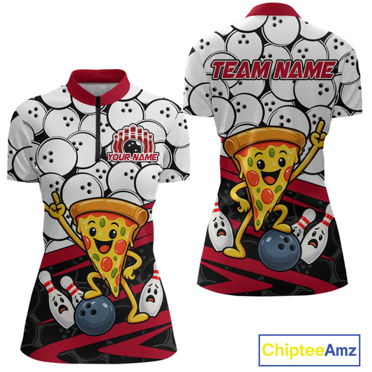 Custom Funny Pizza Bowling Shirt for Women Fast Food Bowling Jersey QZT1354