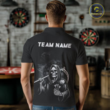 Load image into Gallery viewer, Personalized Grim Reaper Dart Shirt for Men Dart League Jersey Dartboard Shirt Polo &amp; Quarter-Zip DHT1