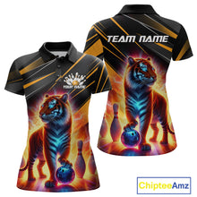 Load image into Gallery viewer, Orange Tiger Bowling Team Shirt Custom Bowling League Jersey for Women Bowling Outfit Polo &amp; 1/4 Zip QZT773