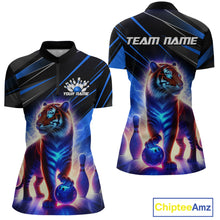 Load image into Gallery viewer, Blue Tiger Bowling Team Shirt Custom Bowling League Jersey for Women Bowling Outfit Polo &amp; 1/4 Zip QZT773