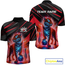 Load image into Gallery viewer, Red Tiger Bowling Team Shirt Custom Bowling League Jersey for Men Bowling Outfit Polo &amp; 1/4 Zip QZT773