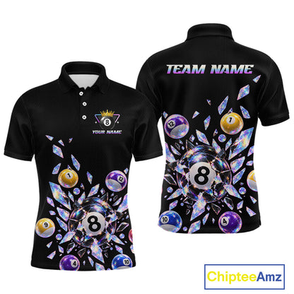 Custom Holographic Glass Break 8 Ball Billiard Shirts Team Pool Jersey for Men BHT129