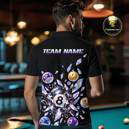 Custom Holographic Glass Break 8 Ball Billiard Shirts Team Pool Jersey for Men BHT129