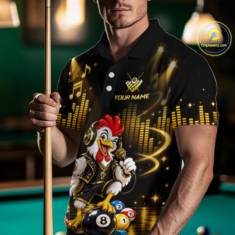 Custom Funny Chicken Billiard Shirt for Men Music Billiard Pool Jersey Polo & Quarter-Zip BHT147