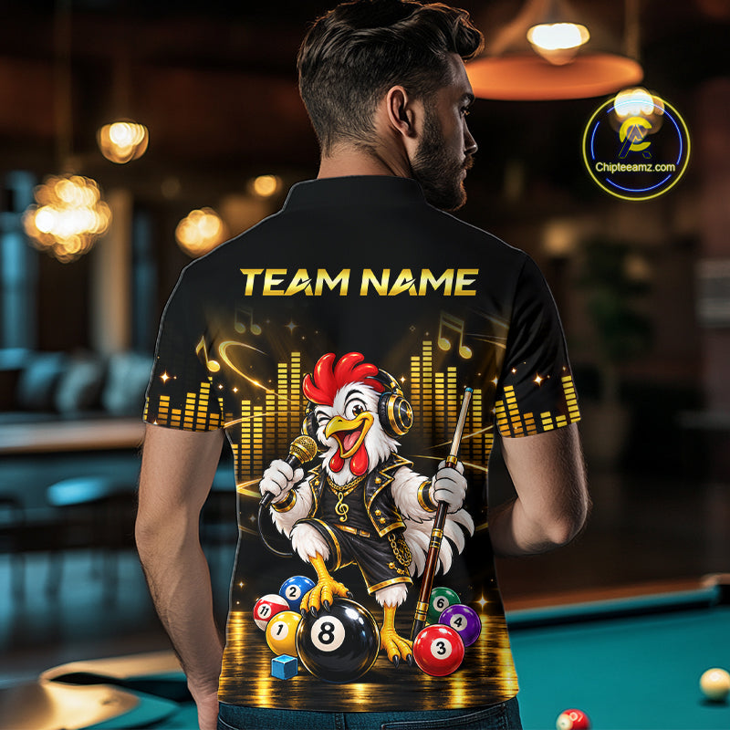 Custom Funny Chicken Billiard Shirt for Men Music Billiard Pool Jersey Polo & Quarter-Zip BHT147