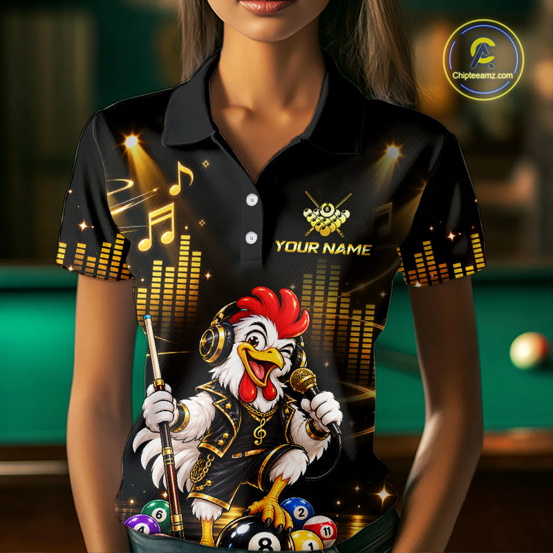 Custom Funny Chicken Billiard Shirt for Women Music Billiard Pool Jersey Polo & Quarter-Zip BHT147