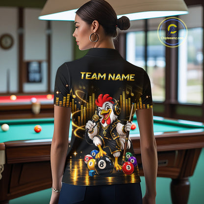 Custom Funny Chicken Billiard Shirt for Women Music Billiard Pool Jersey Polo & Quarter-Zip BHT147