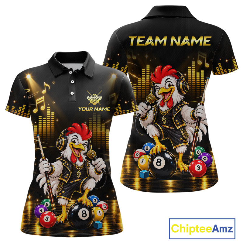 Custom Funny Chicken Billiard Shirt for Women Music Billiard Pool Jersey Polo & Quarter-Zip BHT147