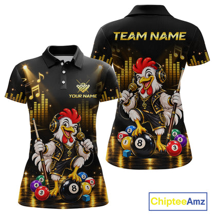 Custom Funny Chicken Billiard Shirt for Women Music Billiard Pool Jersey Polo & Quarter-Zip BHT147