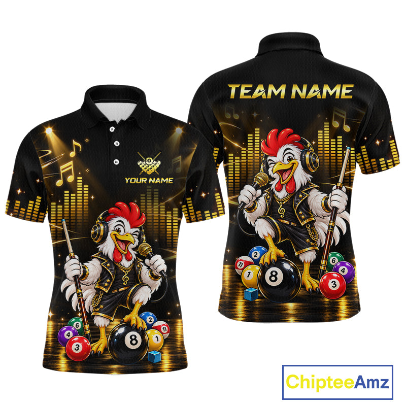 Custom Funny Chicken Billiard Shirt for Men Music Billiard Pool Jersey Polo & Quarter-Zip BHT147