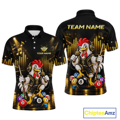 Custom Funny Chicken Billiard Shirt for Men Music Billiard Pool Jersey Polo & Quarter-Zip BHT147