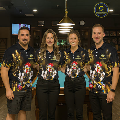 Custom Funny Chicken Billiard Shirt for Men Music Billiard Pool Jersey Polo & Quarter-Zip BHT147
