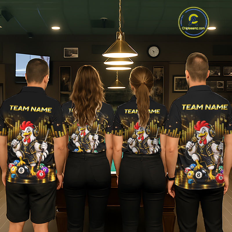 Custom Funny Chicken Billiard Shirt for Men Music Billiard Pool Jersey Polo & Quarter-Zip BHT147