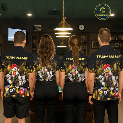 Custom Funny Chicken Billiard Shirt for Men Music Billiard Pool Jersey Polo & Quarter-Zip BHT147