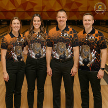 Load image into Gallery viewer, Orange Diomond Leopard Bowling Shirt for Men Custom Bowling Jersey Polo &amp; Quarter-Zip QZT1028