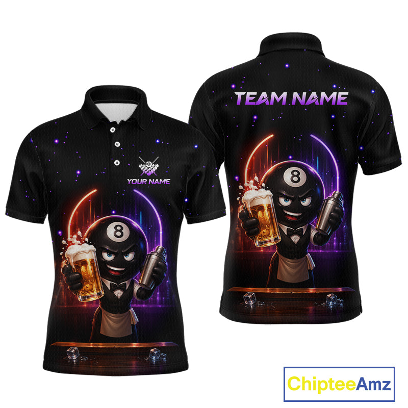 Custom 8 Ball Pool Shirt with Beer Personalized Billiard Team Jersey for Men Billiard Shirt BHT112