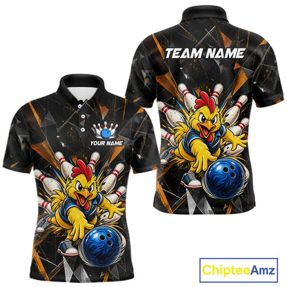 Custom Orange Funny Chicken Bowling Team Shirt for Men Break Glass Bowling Jersey QZT1289