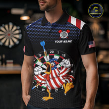 Load image into Gallery viewer, Custom Funny Chicken Dart Shirt American Dart Jerseys for Men Polo &amp; 1/4 Zip Dartboard Shirt DHT6