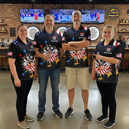 Custom Funny Chicken Dart Shirt American Dart Jerseys for Men Polo & 1/4 Zip Dartboard Shirt DHT6