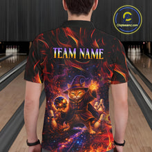 Load image into Gallery viewer, Custom Funny Cat Wizard Bowling Shirts for Men Flame Bowling Jersey for Team Bowling Outfit QZT921