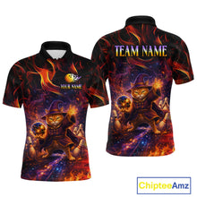 Load image into Gallery viewer, Custom Funny Cat Wizard Bowling Shirts for Men Flame Bowling Jersey for Team Bowling Outfit QZT921