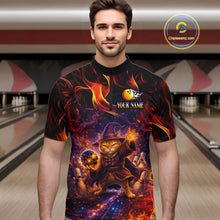 Load image into Gallery viewer, Custom Funny Cat Wizard Bowling Shirts for Men Flame Bowling Jersey for Team Bowling Outfit QZT921