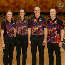 Load image into Gallery viewer, Custom Funny Cat Wizard Bowling Shirts for Men Flame Bowling Jersey for Team Bowling Outfit QZT921