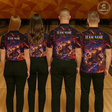 Load image into Gallery viewer, Custom Funny Cat Wizard Bowling Shirts for Men Flame Bowling Jersey for Team Bowling Outfit QZT921