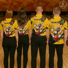 Load image into Gallery viewer, Black &amp; Yellow Funny Mouse Bowling Team Shirt for Men Custom Bowling Jersey Polo &amp; Quarter-Zip QZT1032