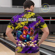 Load image into Gallery viewer, Purple &amp; Yellow Chicken Bowling Shirt for Men Custom Bowling Jersey Rooster Polo &amp; 1/4-Zip QZT1034