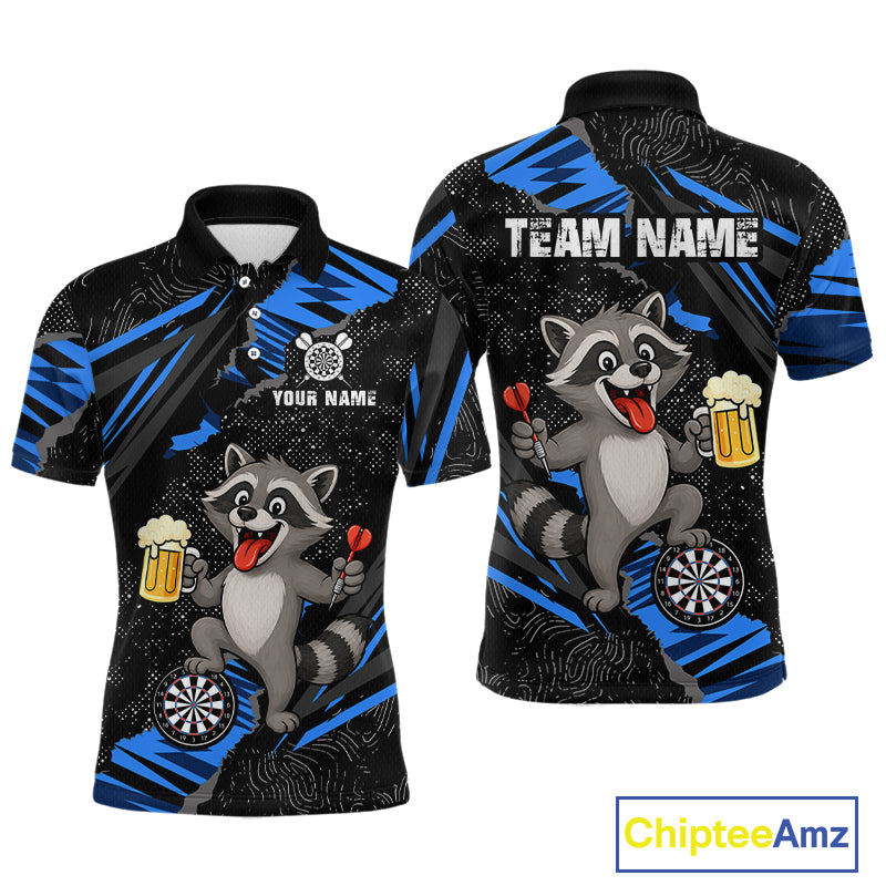 Custom Blue Funny Cat Dart Shirt for Men Darts League Jersey Dartboard Shirt DHT57