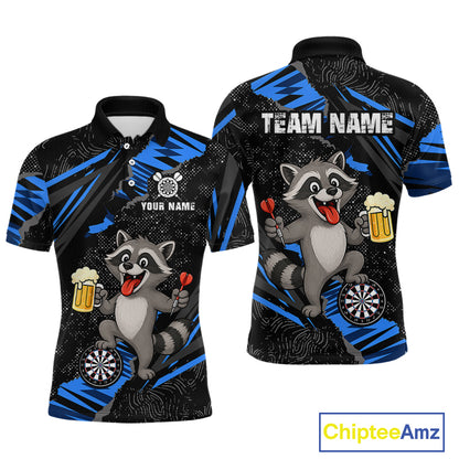 Custom Blue Funny Cat Dart Shirt for Men Darts League Jersey Dartboard Shirt DHT57